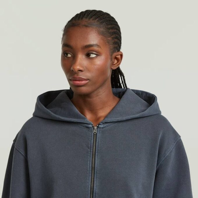 Tvättad Hoodie med Dragkedja och Avslappnad Tröja Tvättad Hoodie med Dragkedja och Avslappnad Tröja