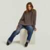 Tvättad lös sköldpaddsstickad pullover Tvättad lös sköldpaddsstickad pullover
