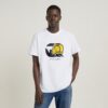 Unisex jeans-t-shirt med tecknad lös passform Unisex jeans-t-shirt med tecknad lös passform
