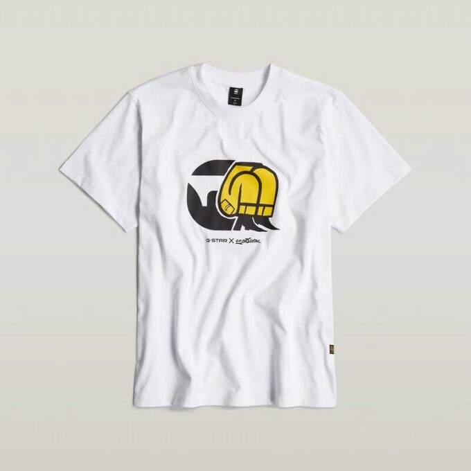 Unisex jeans-t-shirt med tecknad lös passform Unisex jeans-t-shirt med tecknad lös passform