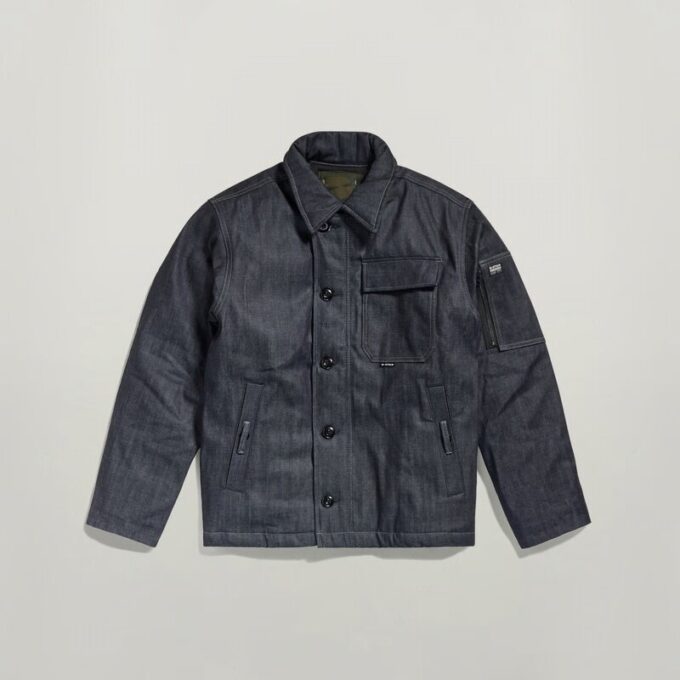 Vadderad denimjacka med däck Vadderad denimjacka med däck