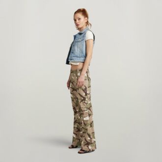 Y2K Kamouflage Dragkedja Byxor